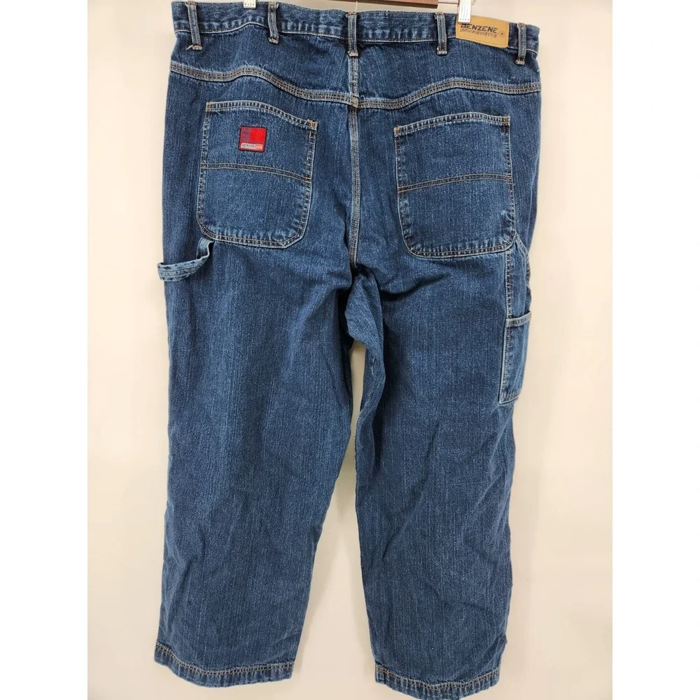 VTG‎ Benzene Carpenter Jeans Mens 42x30 Blue Baggy Denim Dark Wash American USA - Picture 5 of 9